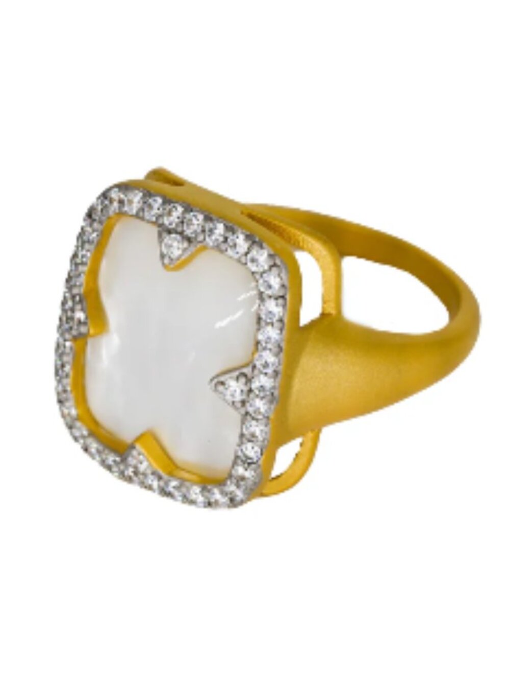 Freida Rothman The Icon Halo Cocktail Ring in Mother of Pearl Size 10 $295 MSRP